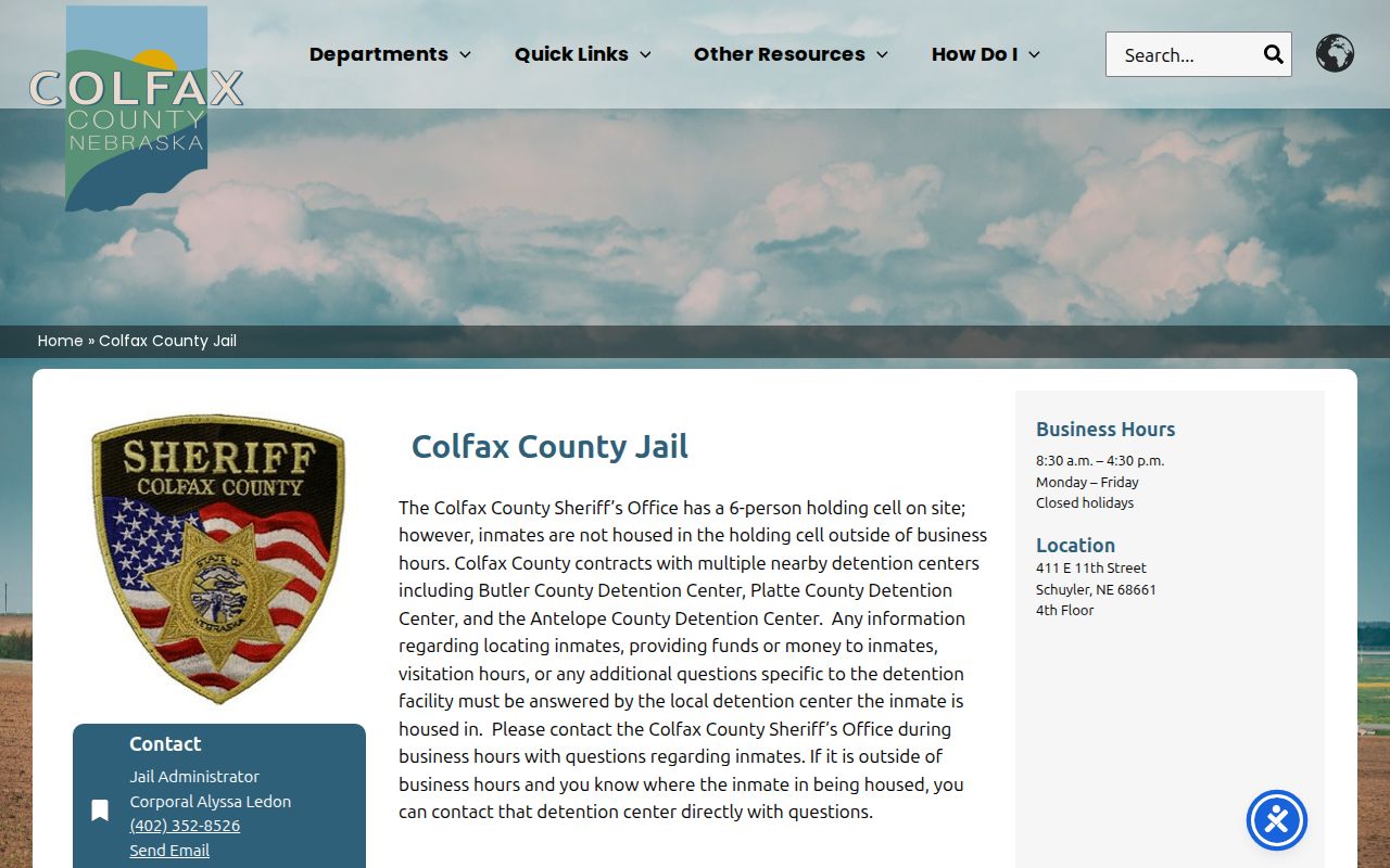 Colfax County corrections and holding-cell information