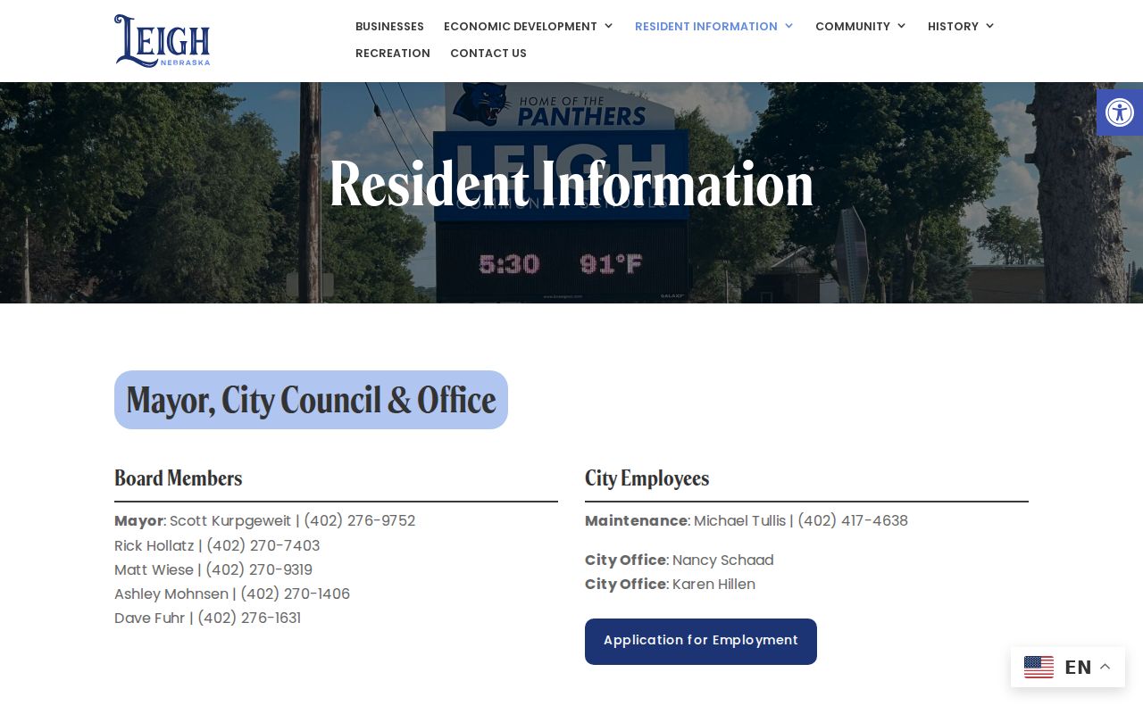 Official Leigh village office address and hours