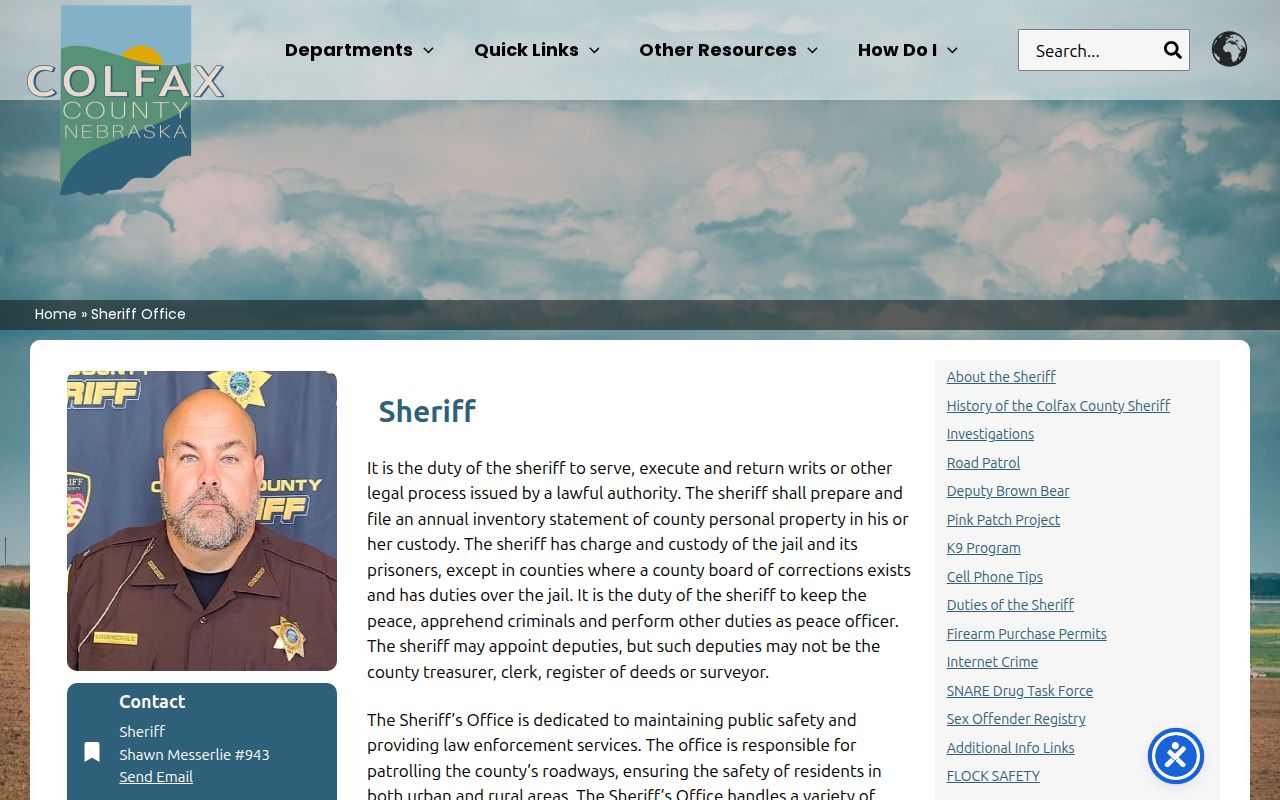 Colfax County Sheriff legal-process information page